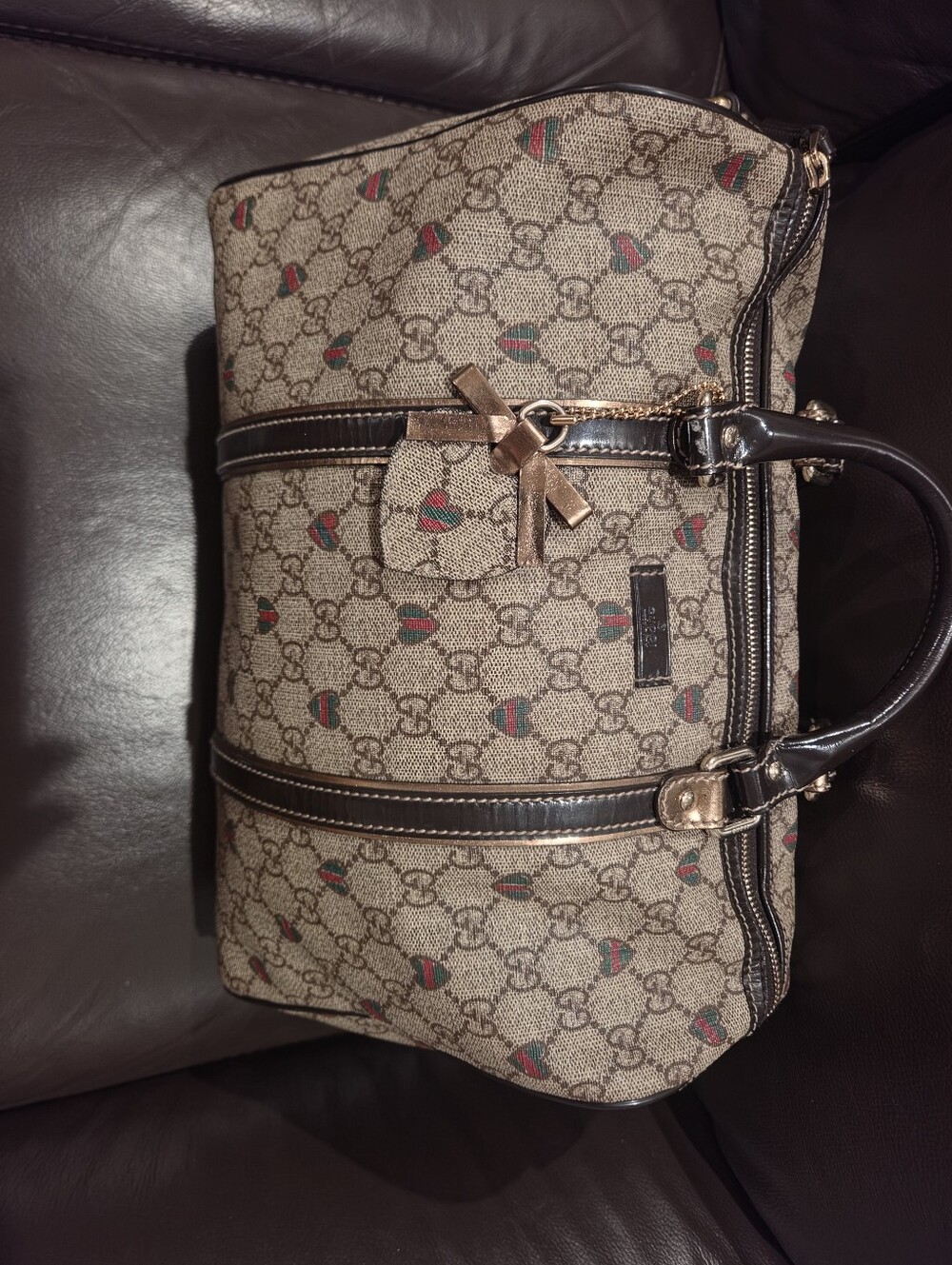 Gucci Brown Boston Bag With Heart Tag